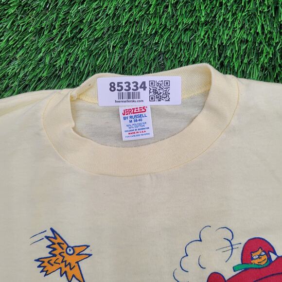 Vintage 80s New-York WNCN 104.3 FM Radio Shirt Womens S/M 18x23 Yellow - Picture 7 of 15